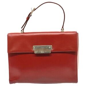 Prada Red Leather Satchel Bag | Vintage | Structured Top Handle Classic